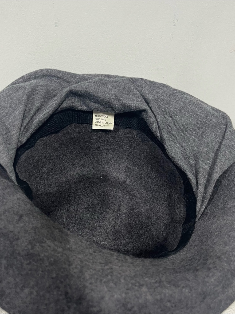 Women's Charcoal Gray Wool Bowler Scarf Hat with Ties - Picture 4 of 4